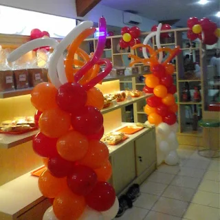 Balon standing - balon standing warna kuning putih merah