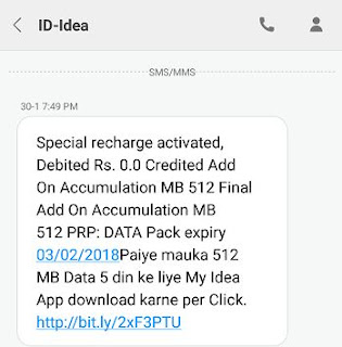 Get Free 512 MB DATA For ALL IDEA User on MI 4