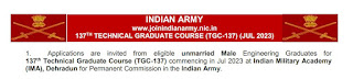 Indian Army Recruitment 2022 40 TGC-137 Posts