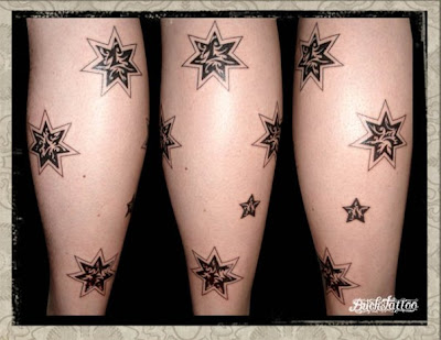 Stars Tattoo Designs on Leg