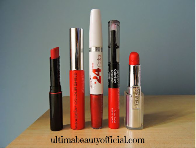 Five red lipsticks