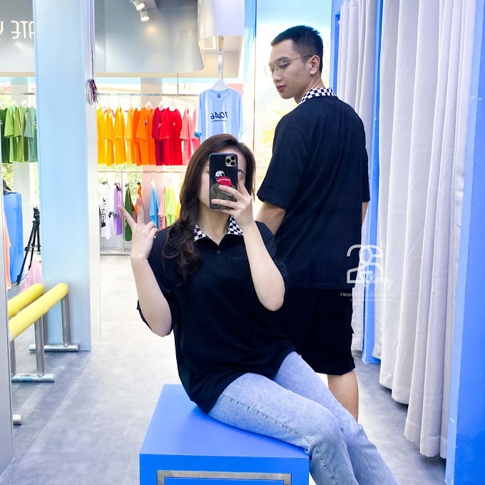 [AT49K] Áo Thun Trơn Basic Nam Oversize Unisex Form Rộng Tay Lỡ Cao Cấp Đẹp, 1 Màu Đen Có Cổ Caro