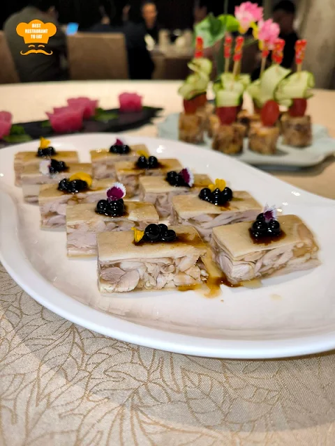 Oriental Banquet Menu - Drunken Chicken with Vinegar Pearls