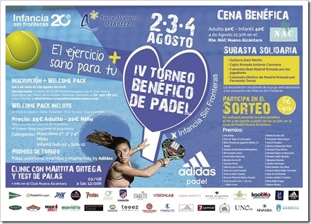 IV Torneo Benéfico de Pádel en el Club de Pádel Nueva Alcántara 2,3 y 4 de agosto.