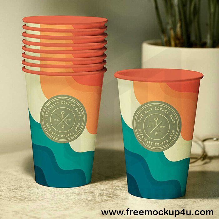 Coffee Cup Logo Mockup Premium PSD