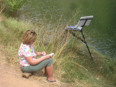 Gayle Alger sketches at Brooks Pond