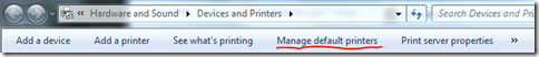 Manage default printers