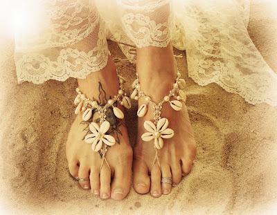 cowrie seashell barefoot sandals