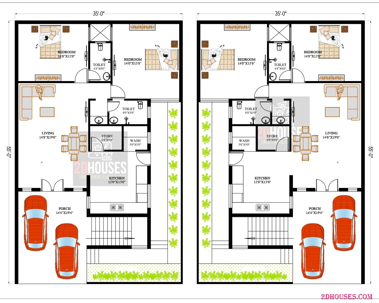 35x55 east facing house plan