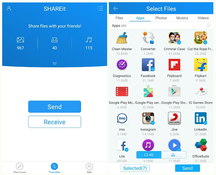 Send apps via SHAREit