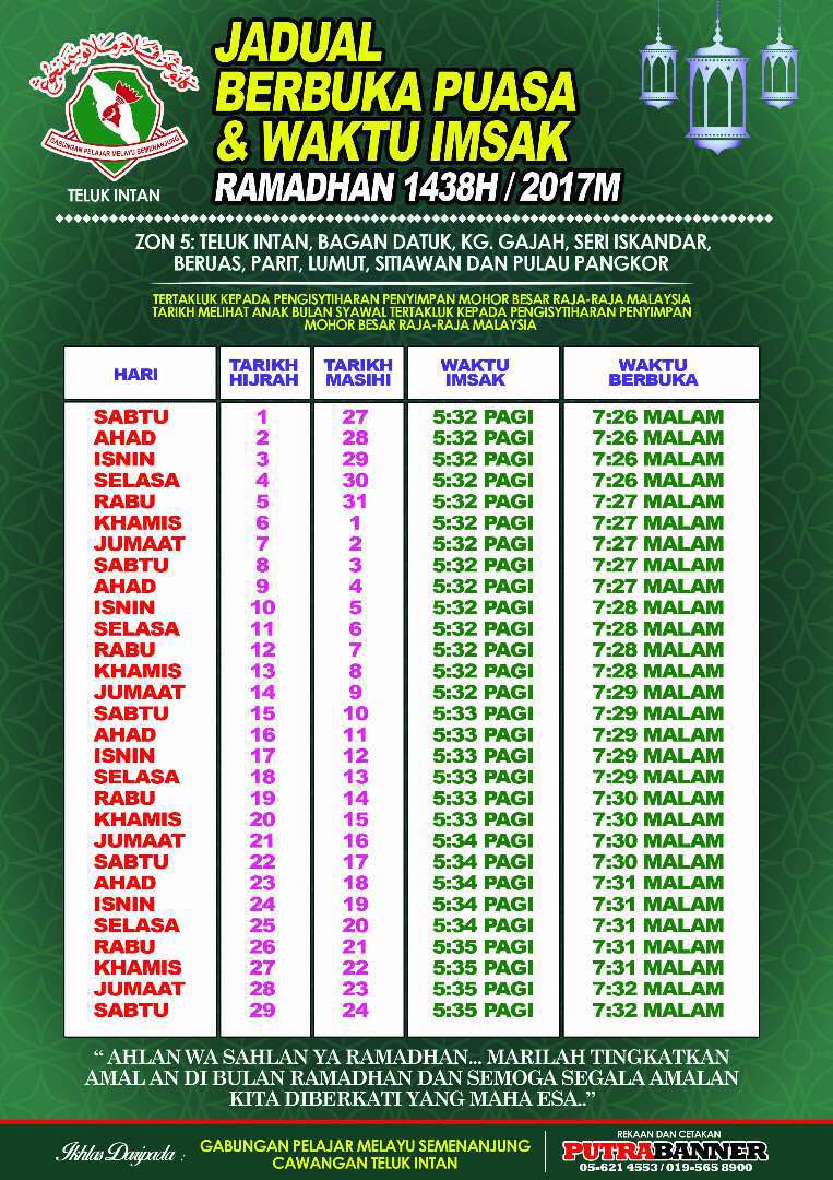 JOM Ngaji Wahai Warga Manjung...!!: Jadual Berbuka Puasa ...