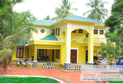 3000 sq ft. house elevation in Kerala