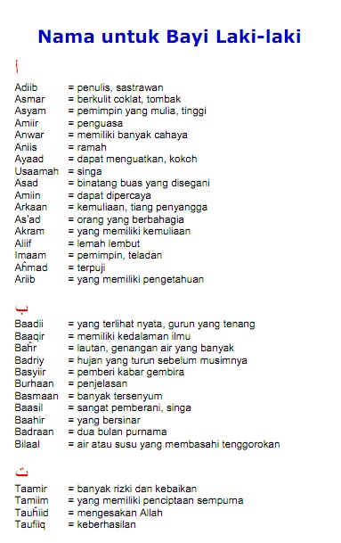 Rangkaian Nama Bayi Laki Laki Islam Modern Terlengkap Terbaik | Ask ...