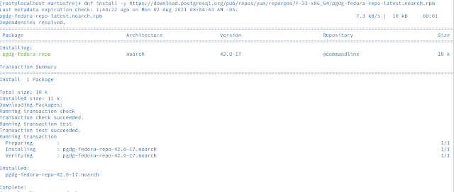 install pgdg-fedora-repo  repository