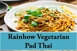Rainbow Vegetarian Pad Thai with Peanuts and Basil