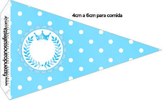 Light Blue Crown in Stripes and Polka Dots  Free Party Printables for a Quinceanera Party.