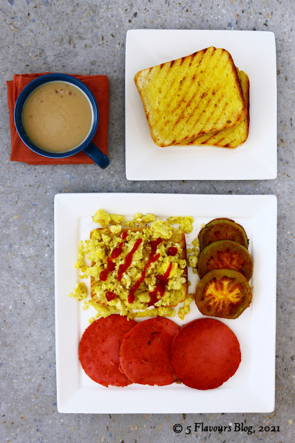 Fried Polony, Scrambled Egg & Fried Tomato