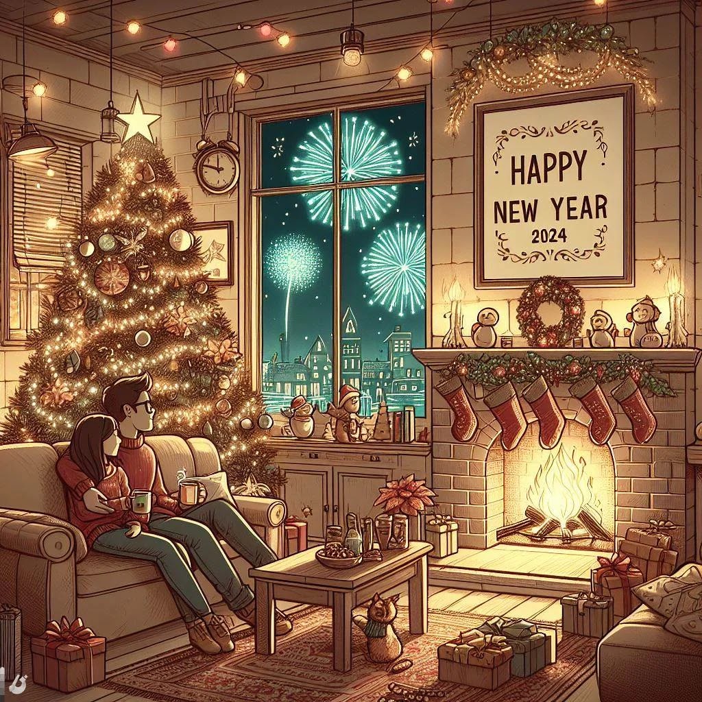 A cozy happy new year image for 2024
