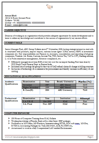 accountant resume sample template with free download in word doc