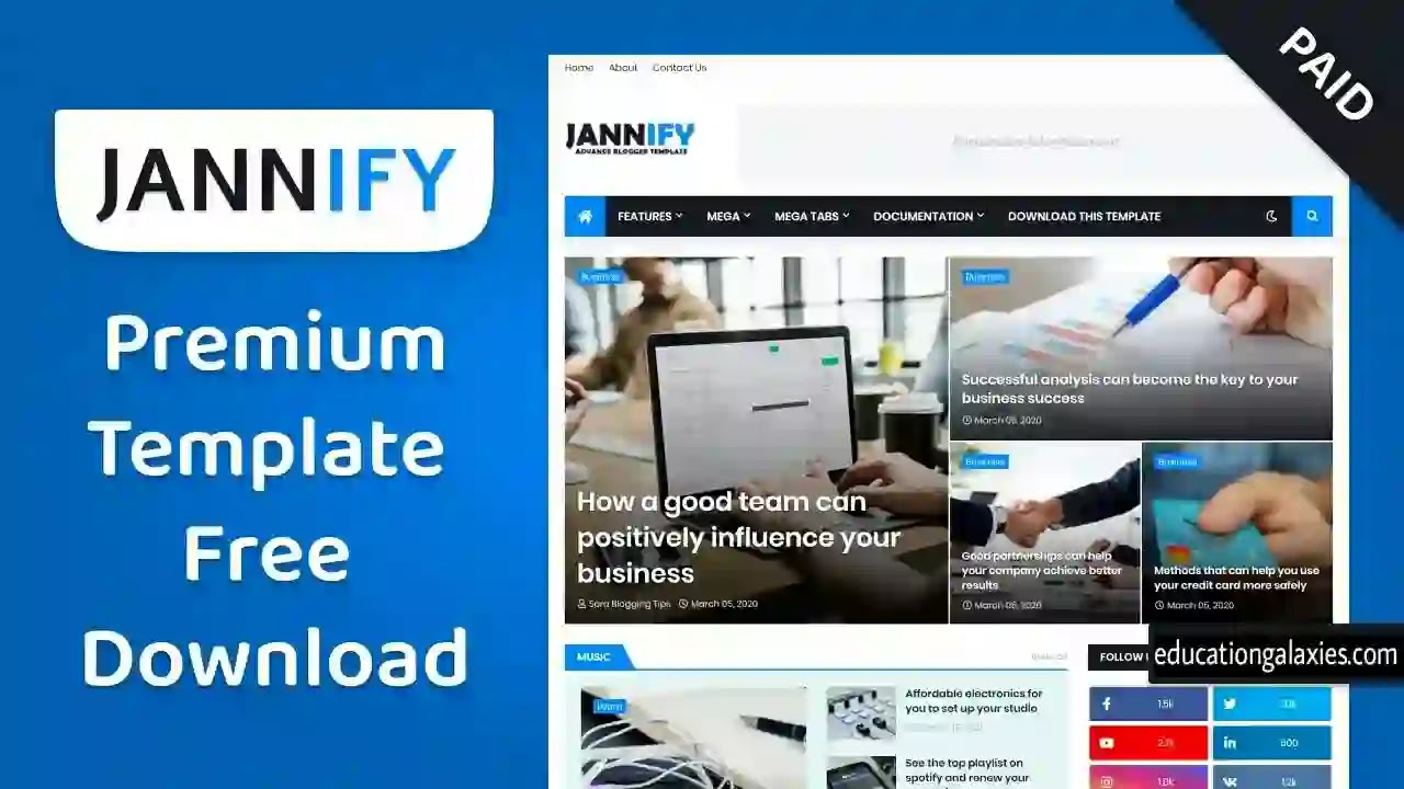 Jannify Premium Blogger Template Free Download Now Latest