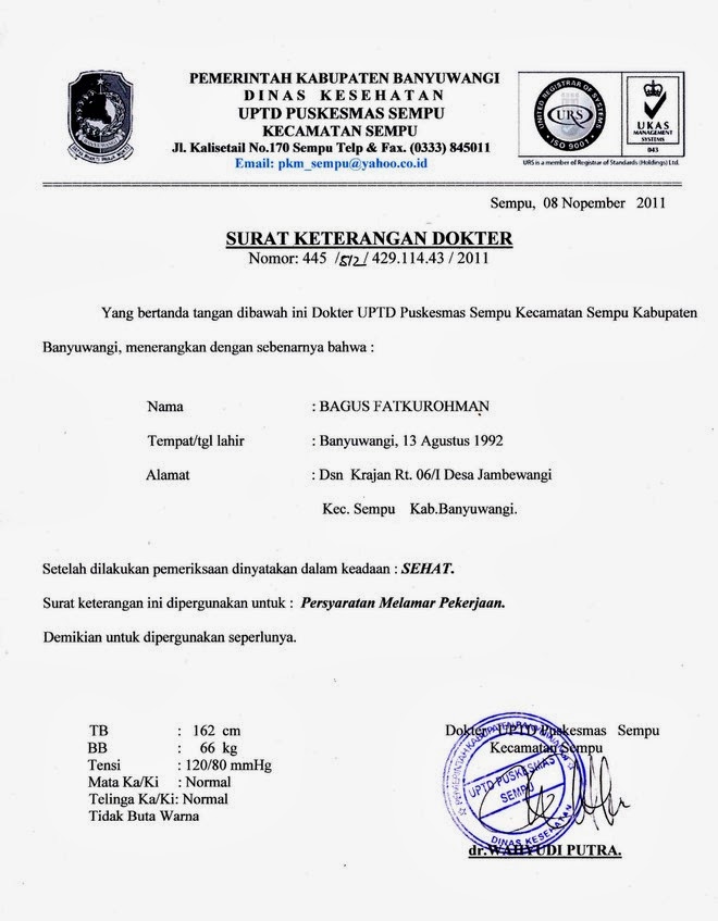 Contoh Surat Dokter Puskesmas/Klinik Kosong