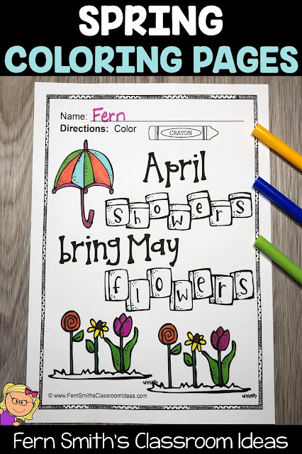 Four Pack Bundle of Fun Spring Coloring Book Pages #FernSmithsClassroomIdeas