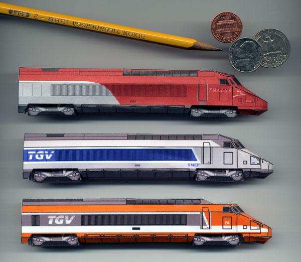 Miniature Paper Model TGV Trains