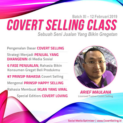 Belajar Covert Selling, Ilmu Covert Selling, Kelas Covert Selling, Mantra Covert Selling, Mentor Covert, Mentor Covert Selling, Mentoring Covert Selling, Modul Covert Selling, Trainer Covert Selling.