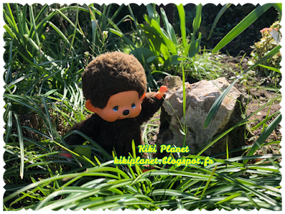 kiki virkiki vintage authentique yeux bleus monchhichi jardin foret tortue fleurs cerisiers