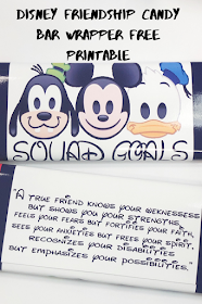 Tell your friends how much they mean with this fun Friendship Candy bar wrapper printable. With the Disney gang on the front and a friendship quote on the back, this candy bar wrapper if a perfect way to tell your friends how much they mean. #disneycandybarwrapper #candybarwrapperprintable #diypartymomblog