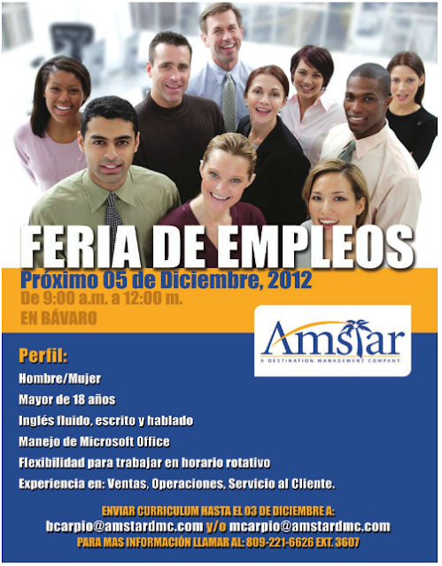 Amstardmc tiene Feria de Empleo el próximo 5 de Diciembre Envía tu CV