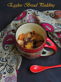 Eggless Bread Pudding, Microwave Eggless Bread Pudding