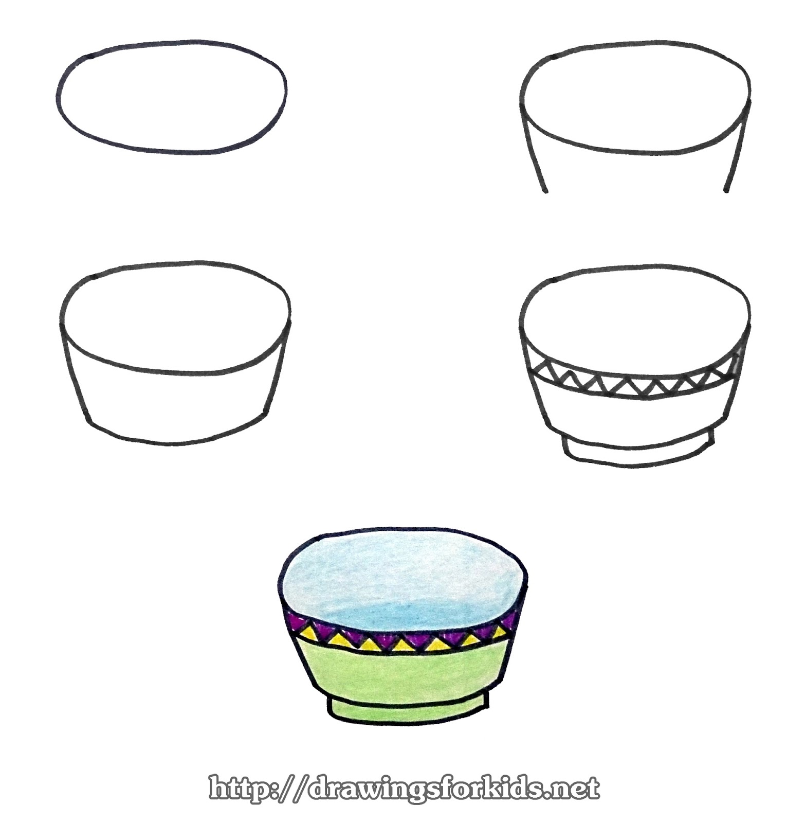 How to draw a Bowl for kids - drawingsforkids.net
