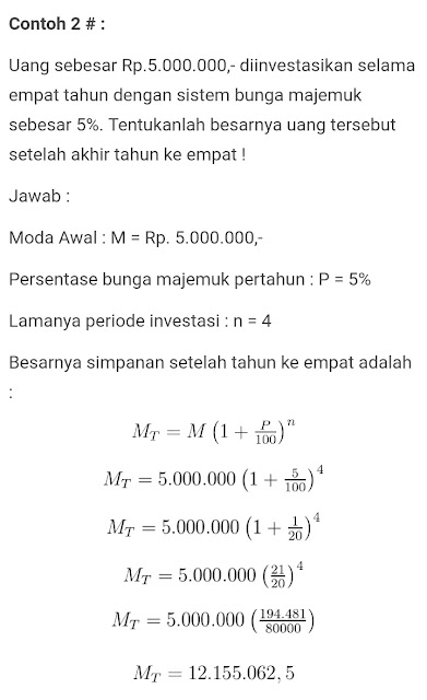 Contoh Soal Cara Menghitung Bunga Majemuk serta Pembahasannya