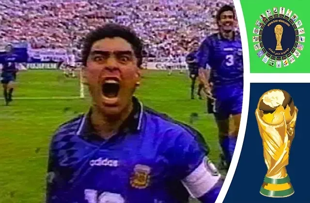 مارادونا يحرز هدفا امام اليونان في كاس العالم 1994