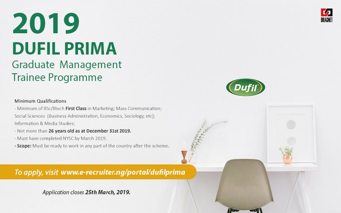 Apply Now : 2019 Dufil Prima Graduate Management Trainee Programme for Nigerians