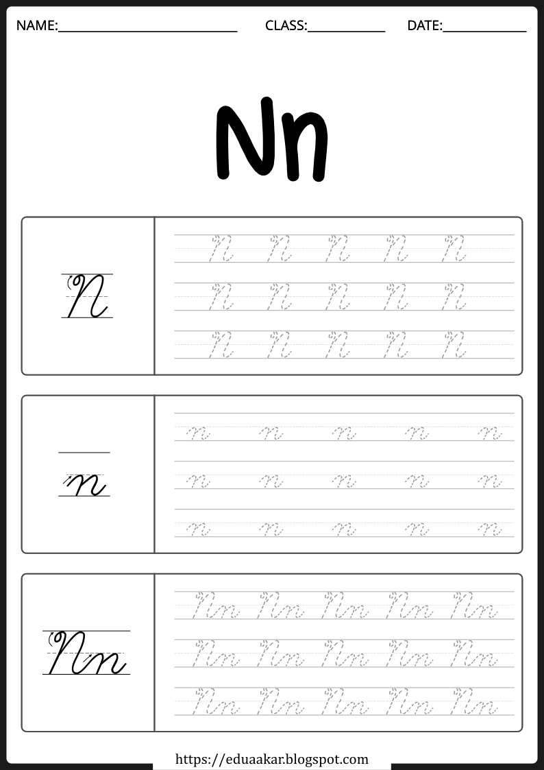 Cursive n Worksheet