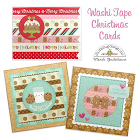 Doodlebug Design Milk & Cookie Washi Tape Holiday Christmas Cards by Mendi Yoshikawa