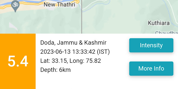 Moderate 5.4 Magnitude Earthquake Rocks Honda Thathri in Jammu and Kashmir