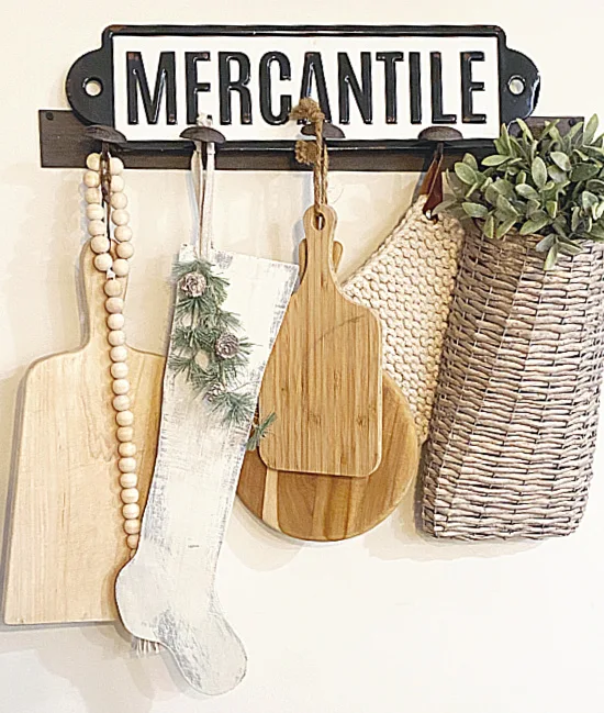 wooden cutting boards and wooden stocking