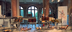 Stage all set for a performance by Flautando Köln at Dresden Music Festival