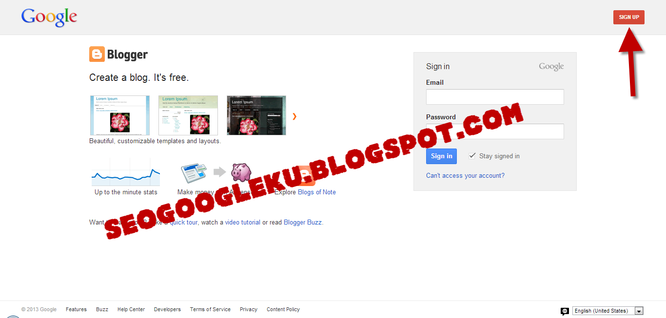 Tutorial Cara buat blog di Blogspot | Seo Google
