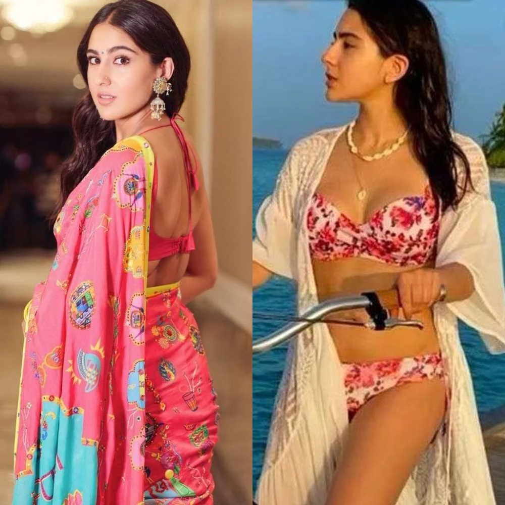 Sara Ali Khan saree vs bikini hot indian actress