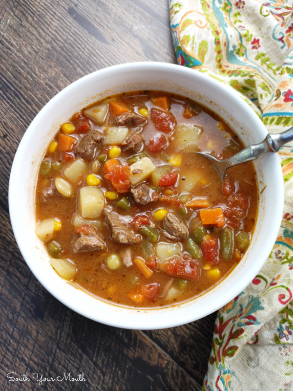 Classic Vegetable Beef Soup - A tried-and-true recipe with tender chunks of beef in a thick, savory stock and all your favorite vegetables.