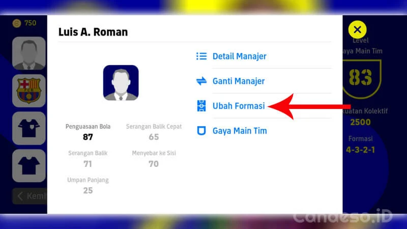 Cara Mengganti Formasi eFootball 2022 Mobile