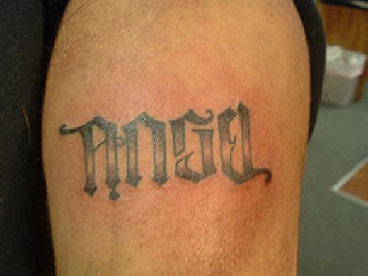 Fresh ambigram tattoo ink. at 12:20 PM