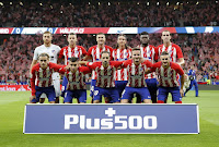 CLUB ATLÉTICO DE MADRID - Madrid, España - Temporada 2017-18 - Oblak, Lucas Hernández, Gabi, Filipe Luis, Thomas y Godín; Griezmann, Ángel Correa, Juanfran, Saúl y Koke. CLUB ATLÉTICO DE MADRID 1 (Griezmann) MÁLAGA C. F. 0. 16/09/2017. Liga de 1ª División, jornada 4. Madrid, estadio Wanda Metropolitano