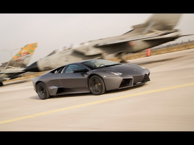 Wallpaper Lamborghini Reventon vs Tornado Jet Fighter