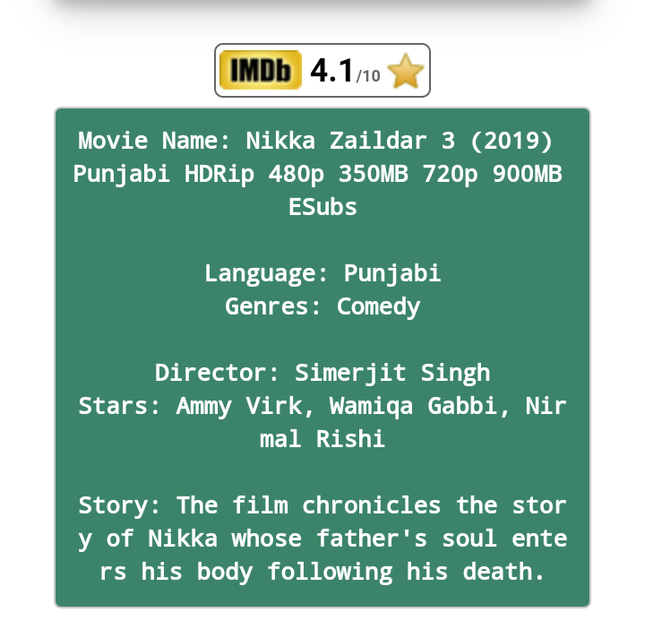 Nikka Zaildar 3 (2019) Punjabi HDRip 480p 350MB 720p 900MB
