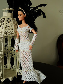 Barbie por Pecunia MM vestido de noiva de crochet 